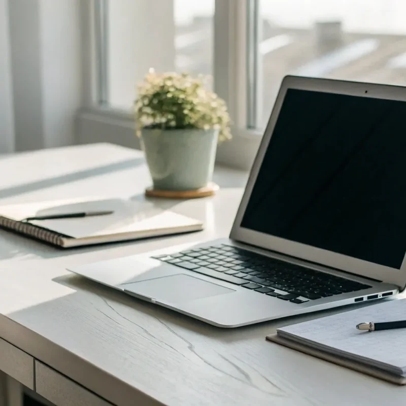 Reviewing merchant account examples on a laptop to find the best option for a business.