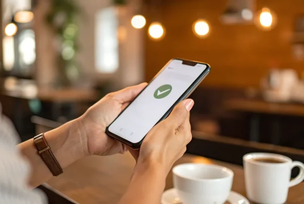 Person using a smartphone to complete an online payment gateway transaction for a small business.