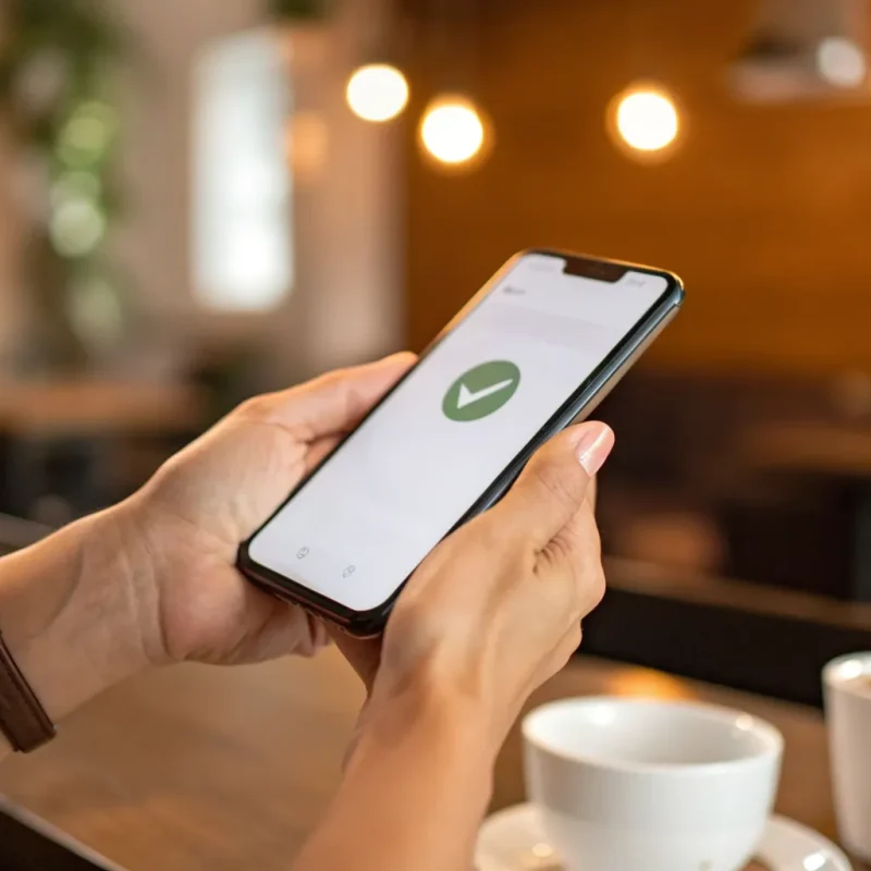 Person using a smartphone to complete an online payment gateway transaction for a small business.