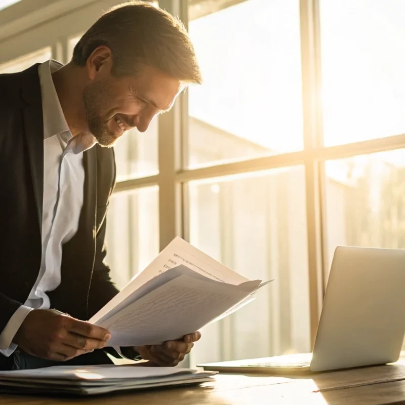 Business owner researching advanced payment solutions reviews on a laptop.