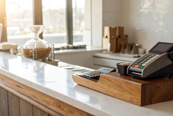 Credit card terminal used by a business to pass credit card fees to a customer.