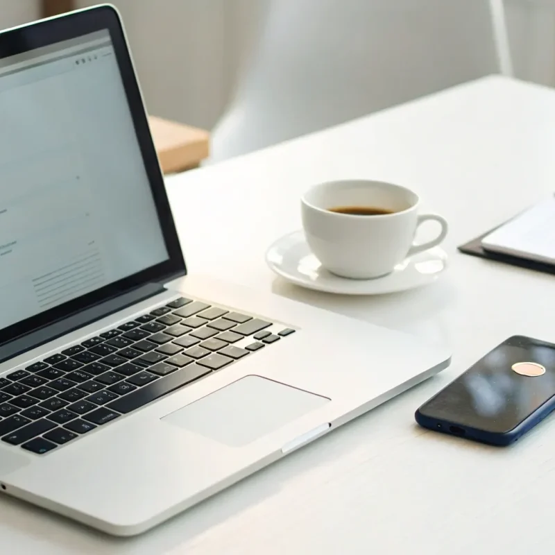 A person at a desk using a laptop to learn how to accept online payments on a website.