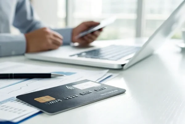 A business owner comparing the best dual pricing credit card processing companies on a laptop.