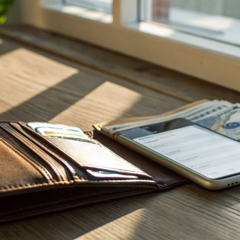 Wallet with cash and credit cards comparing dual pricing vs. a cash discount.