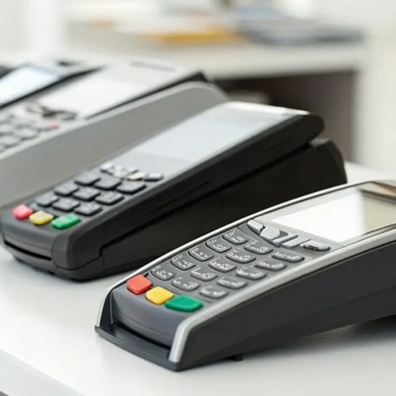 A lineup of the best EMV readers for small businesses on a counter.