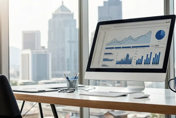 A business owner comparing the best instant merchant pay websites on a computer showing payment analytics.