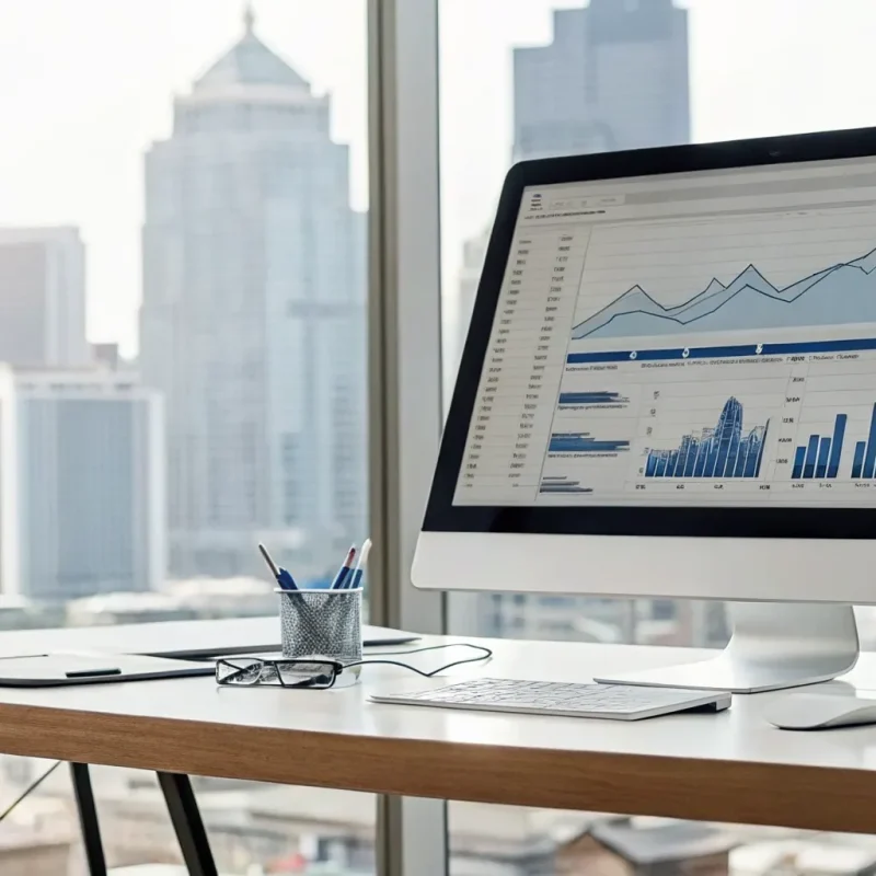 A business owner comparing the best instant merchant pay websites on a computer showing payment analytics.