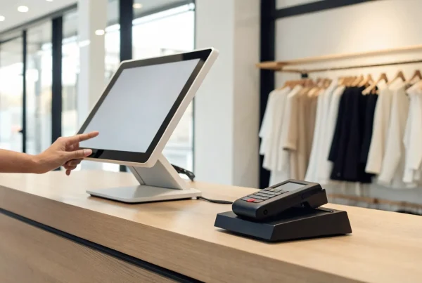 Getting a quote for a retail POS system like the one shown on a store's counter.