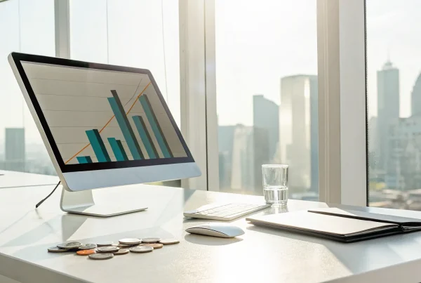 A computer screen with graphs analyzing flat rate merchant services pricing.