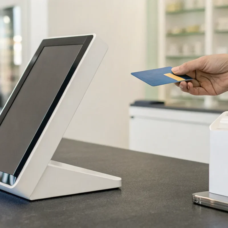 A customer's credit card payment at a terminal under Visa's dual pricing rules.