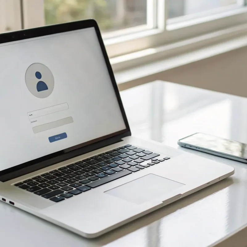 Instant merchant pay website sign up form on a laptop screen.