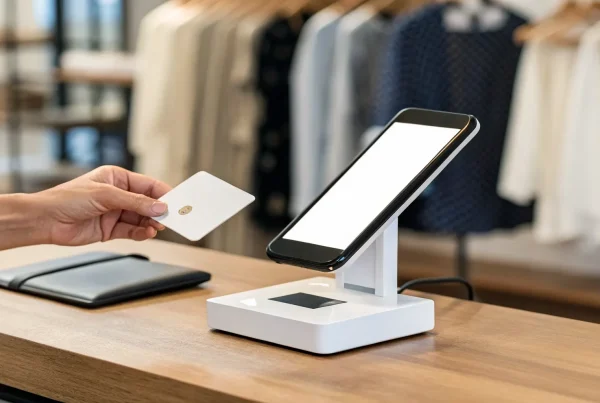A customer makes a contactless payment with a card on a mobile POS system.