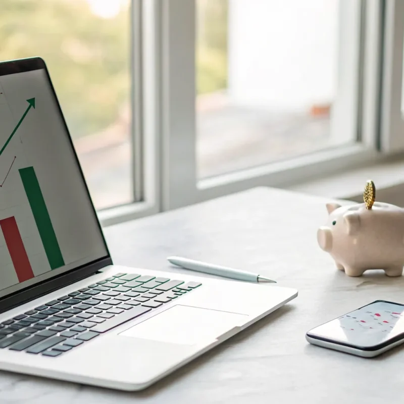 Piggy bank and laptop on a desk symbolizing the cheapest way to accept payments online.